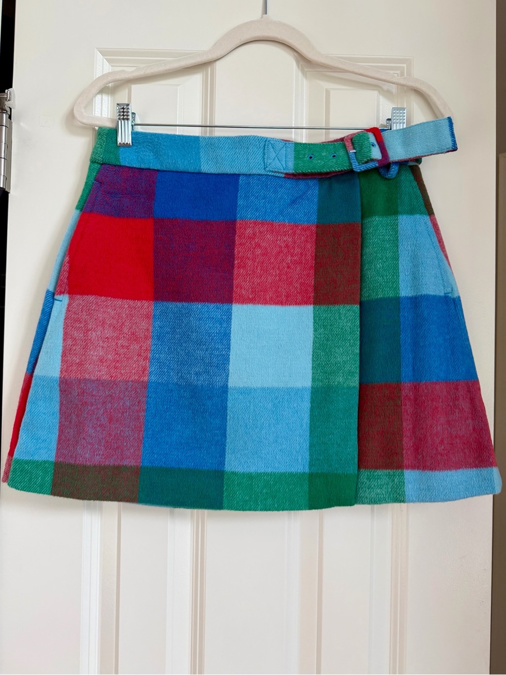 Viral Tik Tok Free Assembly Multicolor Plaid A Line Wrap Mini Skirt Women’s Sz 4